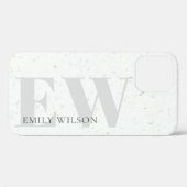Elegant Simple Terrazzo Stone Grey Name Monogram Case-Mate iPhone Case (Achterkant (horizontaal))