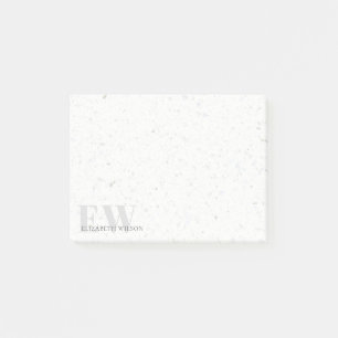 Elegant Simple Terrazzo Stone Grey Name Monogram Post-it® Notes