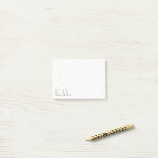 Elegant Simple Terrazzo Stone Grey Name Monogram Post-it® Notes (Op bureau)