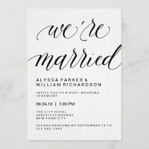 Elegant Simple Typography Post Wedding Ceremony Kaart