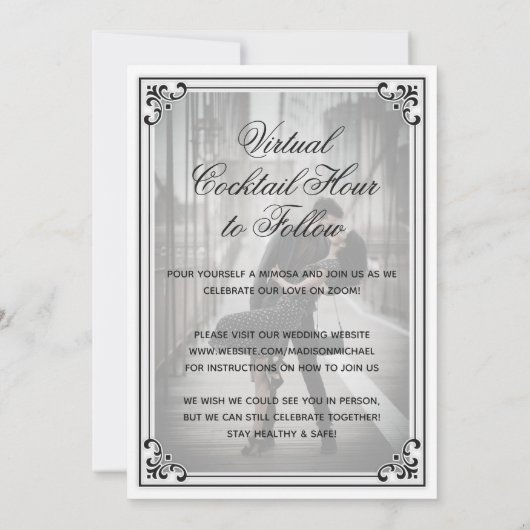 Elegant Simple Virtual Wedding Livestream Wedding Kaart (Achterkant)