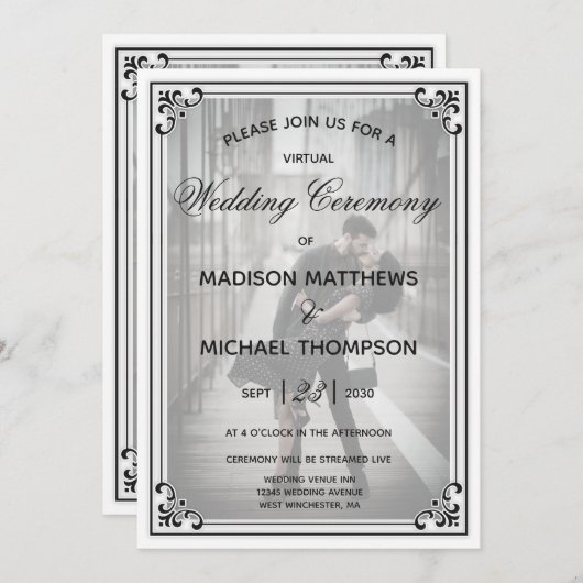 Elegant Simple Virtual Wedding Livestream Wedding Kaart (Voorkant / Achterkant)