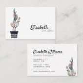 Elegant Simple Waterverf Cactus Script Boho Pots Visitekaartje (Voorkant / Achterkant)