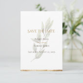 Elegant Simple Waterverf Gold Greenery Modern Save The Date (Staand voorkant)