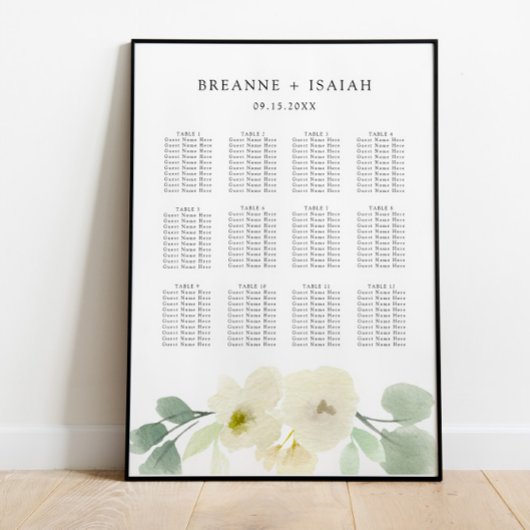 Elegant Simple Waterverf Seating Chart Poster