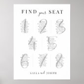 Elegant Simple Wedding 8 Table Seating Chart Sign Poster (Voorkant)