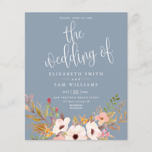 Elegant Simple Wedding Invitation Floral Budget Flyer (Voorkant)