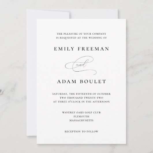 Elegant Simple Wedding Invitation Kaart (Voorkant)