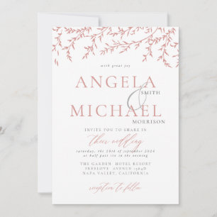 Elegant Simple Wedding Invitation Pink branche Kaart