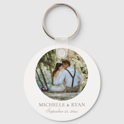 Elegant Simple Wedding Photo Favor Sleutelhanger (Voorkant)