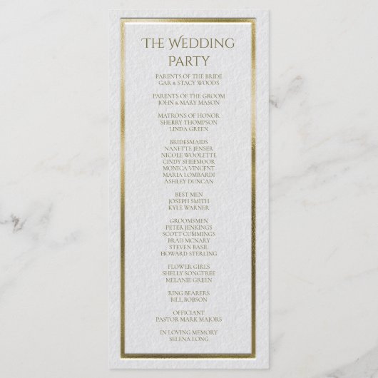 Elegant Simple Wedding Program met Gold Heart Programma (Achterkant)
