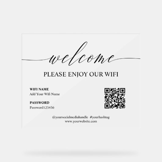 Élégant Simple Welcome Enjoy WiFi QR Code (Recto)