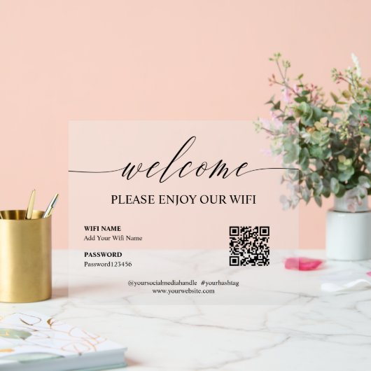 Élégant Simple Welcome Enjoy WiFi QR Code (Mariage)