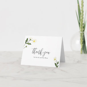 Elegant Simple White Daisy Floral Wedding Bedankkaart