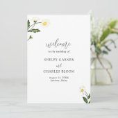 Elegant Simple White Daisy Floral Wedding Programma (Staand voorkant)