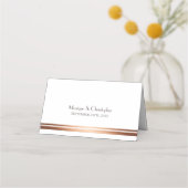 Elegant Simple White en Copper Wedding Place Card (Achterkant)