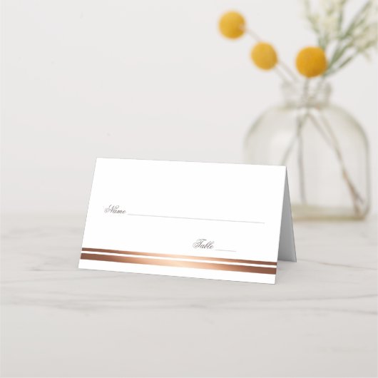 Elegant Simple White en Copper Wedding Place Card (Voorkant)