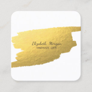 Elegant Simple White, Faux Gold Foil Brusg Stroke Vierkante Visitekaartje