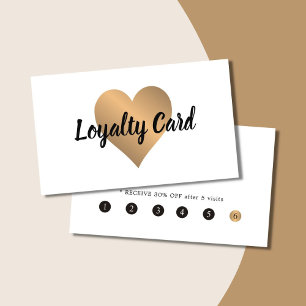 Elegant Simple White Faux Gold Heart Beauty Loyalt Klantenkaartje
