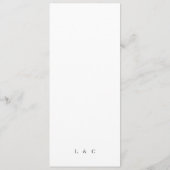 Elegant Simple White Monogram Weddenschap Menu (Achterkant)