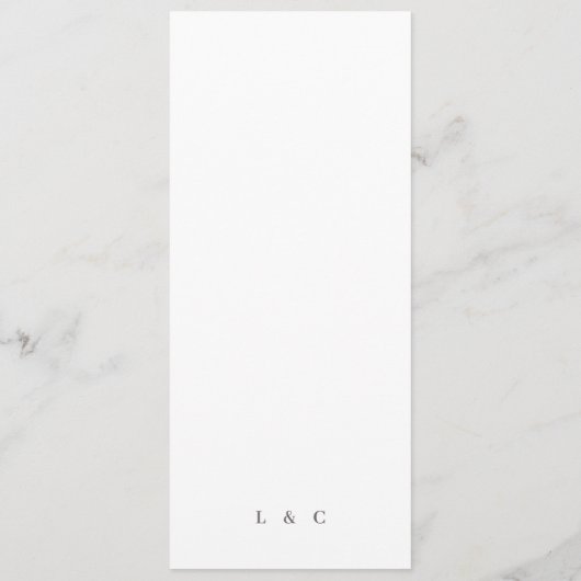 Elegant Simple White Monogram Weddenschap Menu (Achterkant)