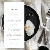 Elegant Simple White Monogram Weddenschap Menu