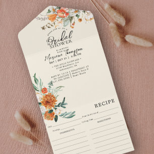 Elegant Sinaasappel Bloemen Vrijgezellenfeest & Re All In One Uitnodiging