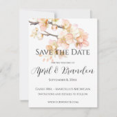 Elegant Sinaasappel bloesems elegant script Save The Date (Voorkant)
