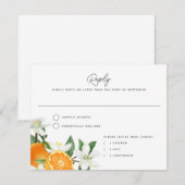 Elegant Sinaasappel Blossom Foliage Wedding Reply  Kaart (Voorkant / Achterkant)