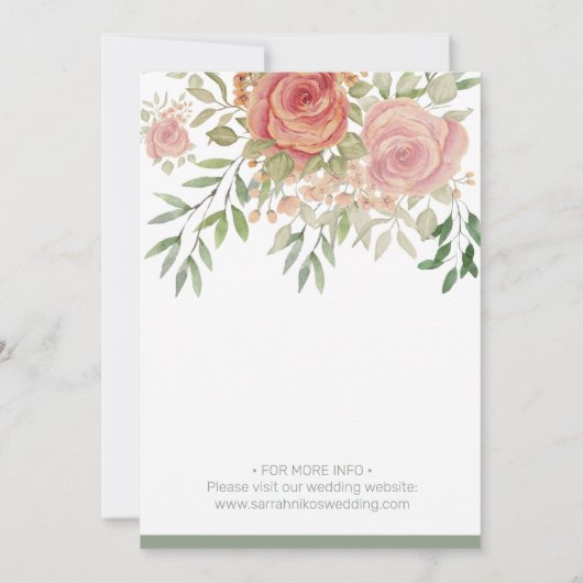 Elegant Sinaasappel Blush Rozen Waterverf Kaart (Achterkant)