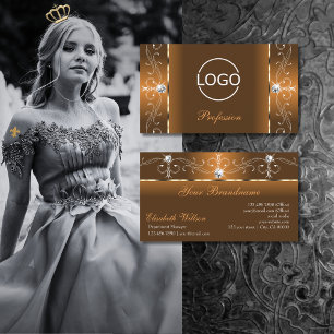 Elegant Sinaasappel en bruine sierjuwelen voegen L Visitekaartje