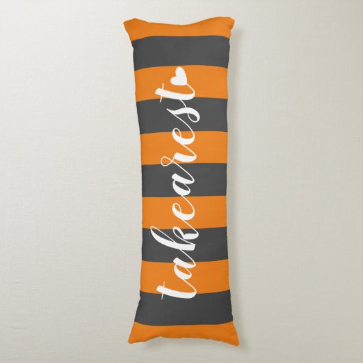 Elegant Sinaasappel en grijs gestreept Gezegde Lichaamskussen (Voorkant Verticaal)