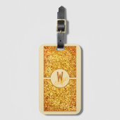 Elegant Sinaasappel geel glitter monogram Bagagelabel (Voorkant (verticaal))