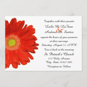 Elegant Sinaasappel Gerbera Daisy Wedding Invitati Kaart