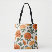 Elegant Sinaasappel Gouden Herfst Marigolds Patroo Draagtas (Voorkant)