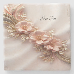 Elegant Sinaasappel Perzik Floral Stone Onderzette Stenen Onderzetter