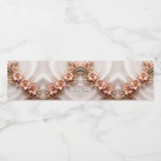 Elegant Sinaasappel Perzik Floral Water Bottle Lab Waterfles Etiket (Enkel label)