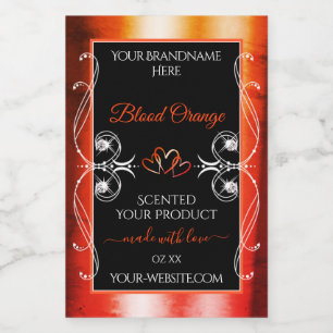 Elegant Sinaasappel Rood Zwart Product Etiketten J