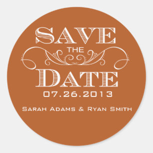 Elegant Sinaasappel Save the Date Sticker