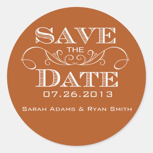 Elegant Sinaasappel Save the Date Sticker (Voorkant)