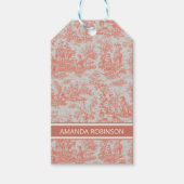 Elegant sinaasappel toile de jouy cadeaulabel (Voorkant)