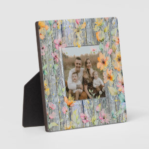 Elegant sinaasappel waterverf wilde bloemen barnwo fotoplaat