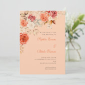 Elegant Sinaasappel Wit Rozen Abrikoos Sinaasappel Kaart (Staand voorkant)