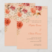 Elegant Sinaasappel Wit Rozen Abrikoos Sinaasappel Kaart (Voorkant / Achterkant)