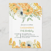 Elegant Sinaasappel & Witte Anemone Bloemen Verjaa Kaart (Voorkant / Achterkant)