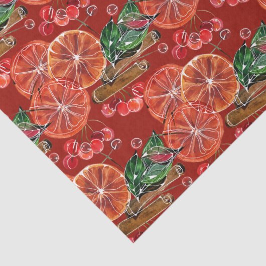 Elegant Sinaasappels Slices Cinnamon Sticks Tissuepapier (Detail)