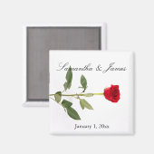 Elegant Single Long Stem Red Rose Magneet (Voorkant / Achterkant)