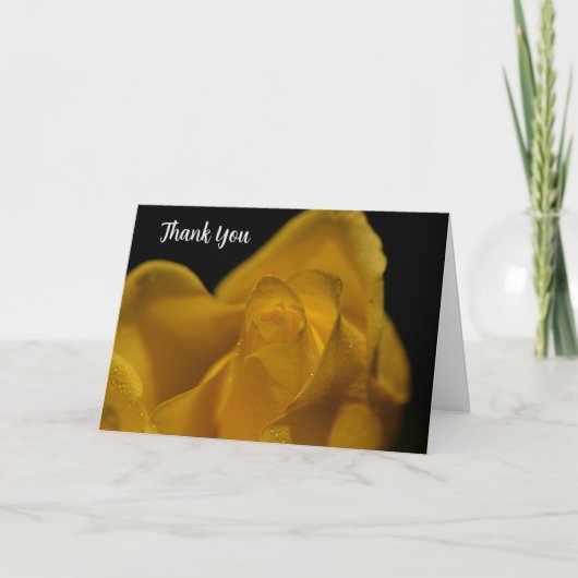 Elegant Single Yellow Rose close Up Bedankt Kaart (Voorkant)