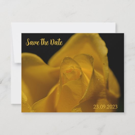 Elegant Single Yellow Rose Sluiten Opslaan Datum Feestdagenkaart (Voorkant)
