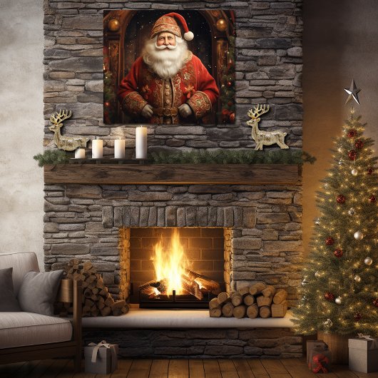  Elegant Sinterklaas Red Brocade Suit & Pet Poster